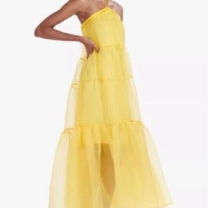 NWT Staud Mila Tiered Organza Halter Midi Dress